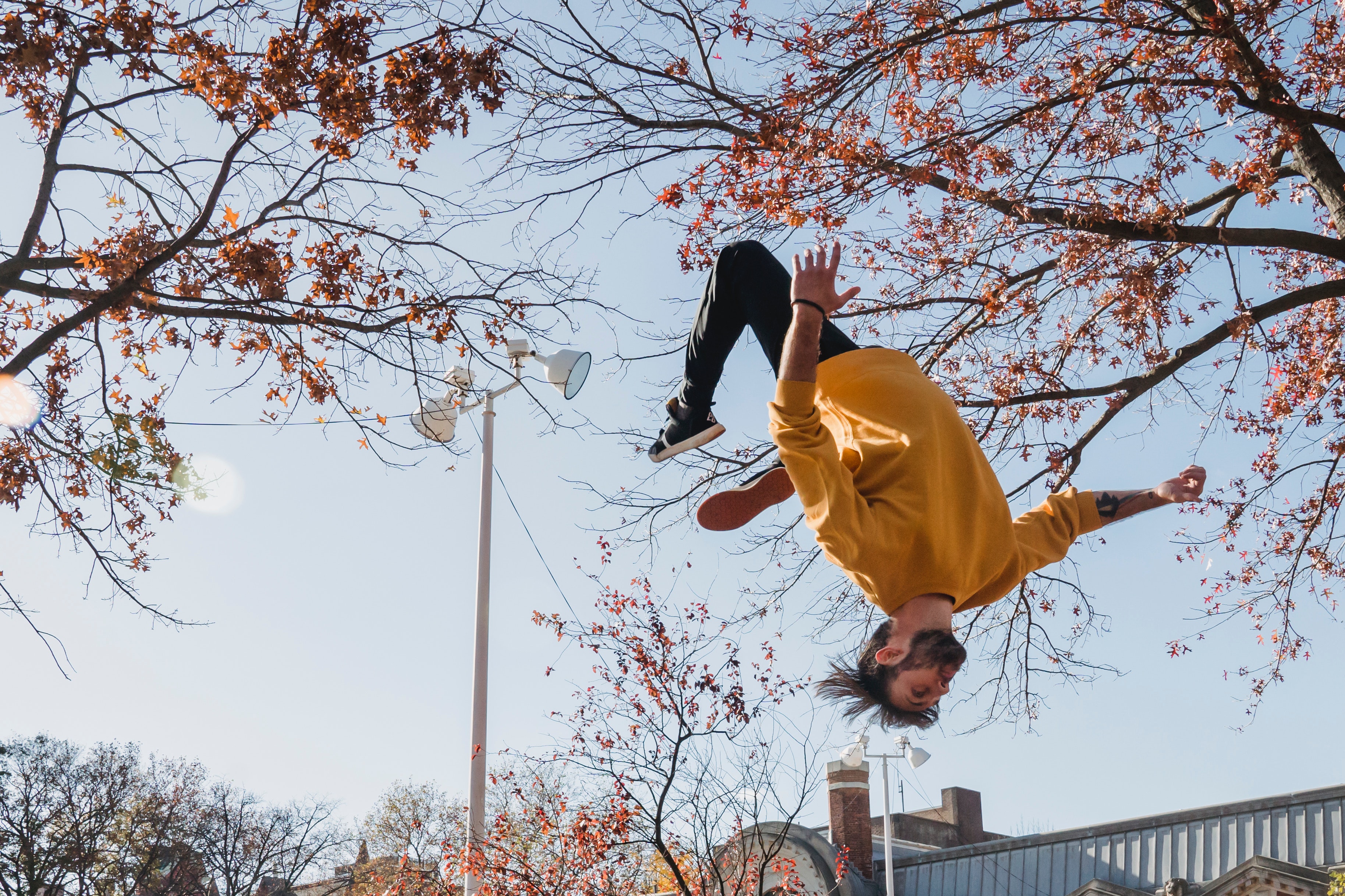 Man doing a back flip